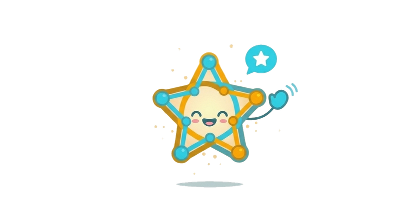 Talyzo, the friendly star-shaped maths guide, waving hello